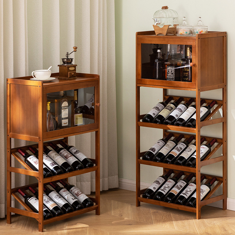 Home Bar Shelf - Твердая бамбуковая полка для вина, 3/4