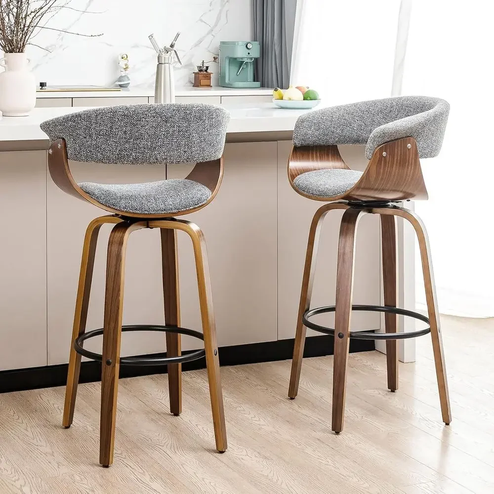 Home Bar Stools - Комплект из 2 серых тканевых вращающихся