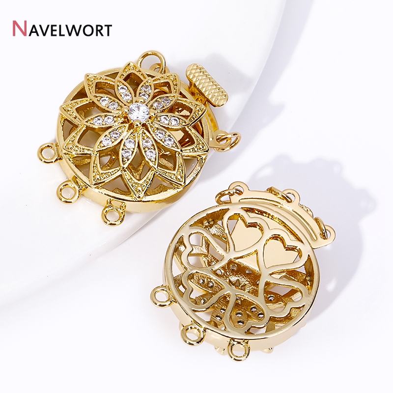 Bar Cart Gold - Застежки-коннекторы из позолоченного золота 18K, трехрядные,
