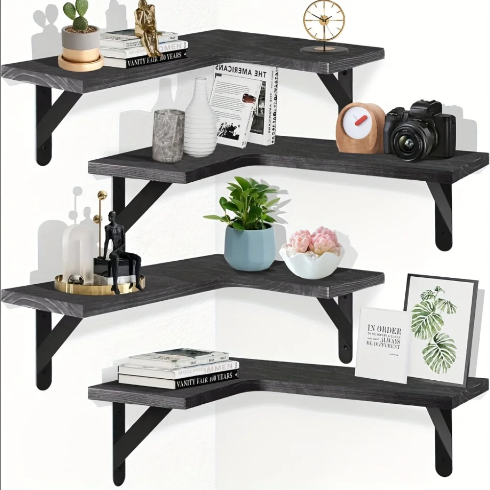Home Bar Shelf - Настенные угловые полки из натурального дерева