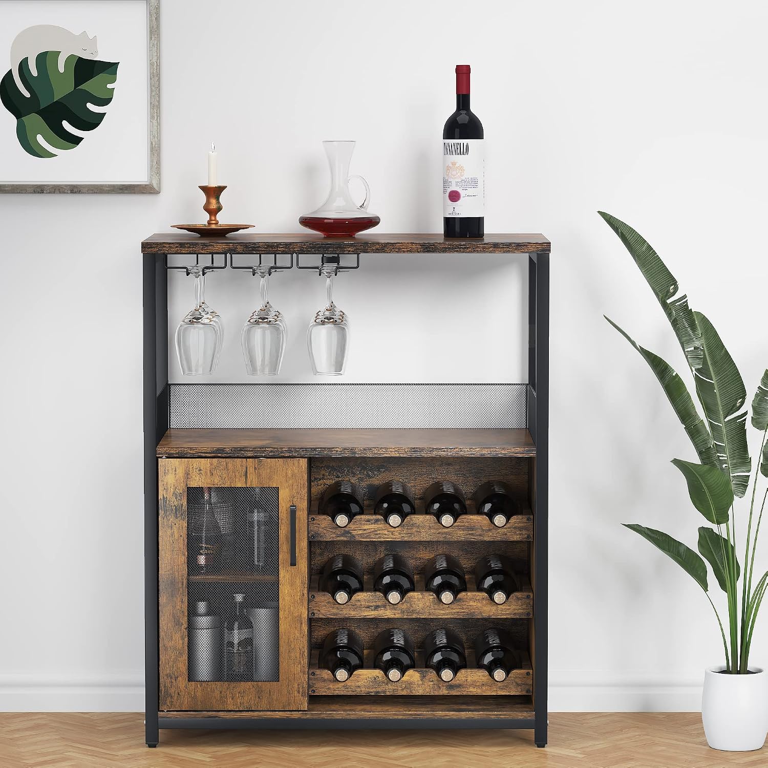 Home Bar Shelf - Современный 36-дюймовый коричневый барный шкаф с