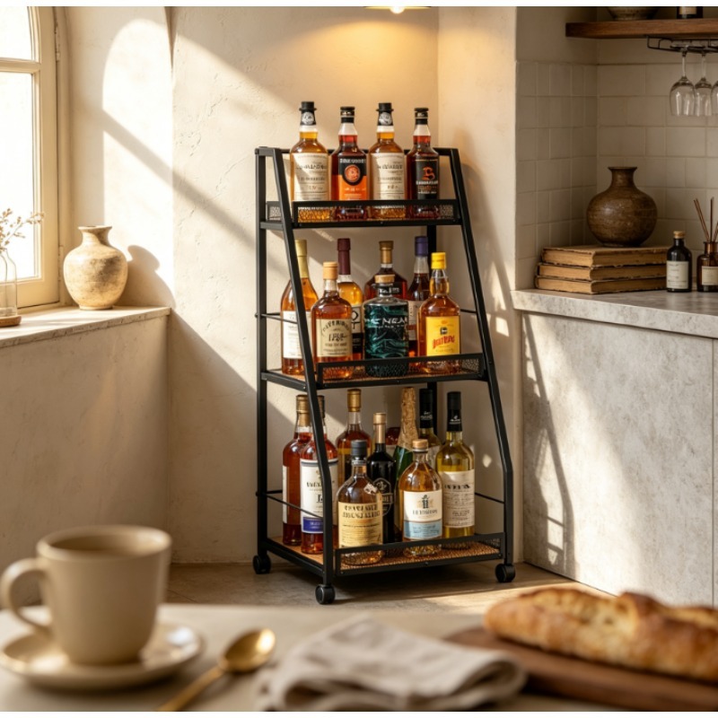 Home Bar Shelf - Трехуровневая напольная подставка-лестница для вина для